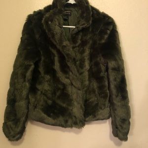 Green fur coat